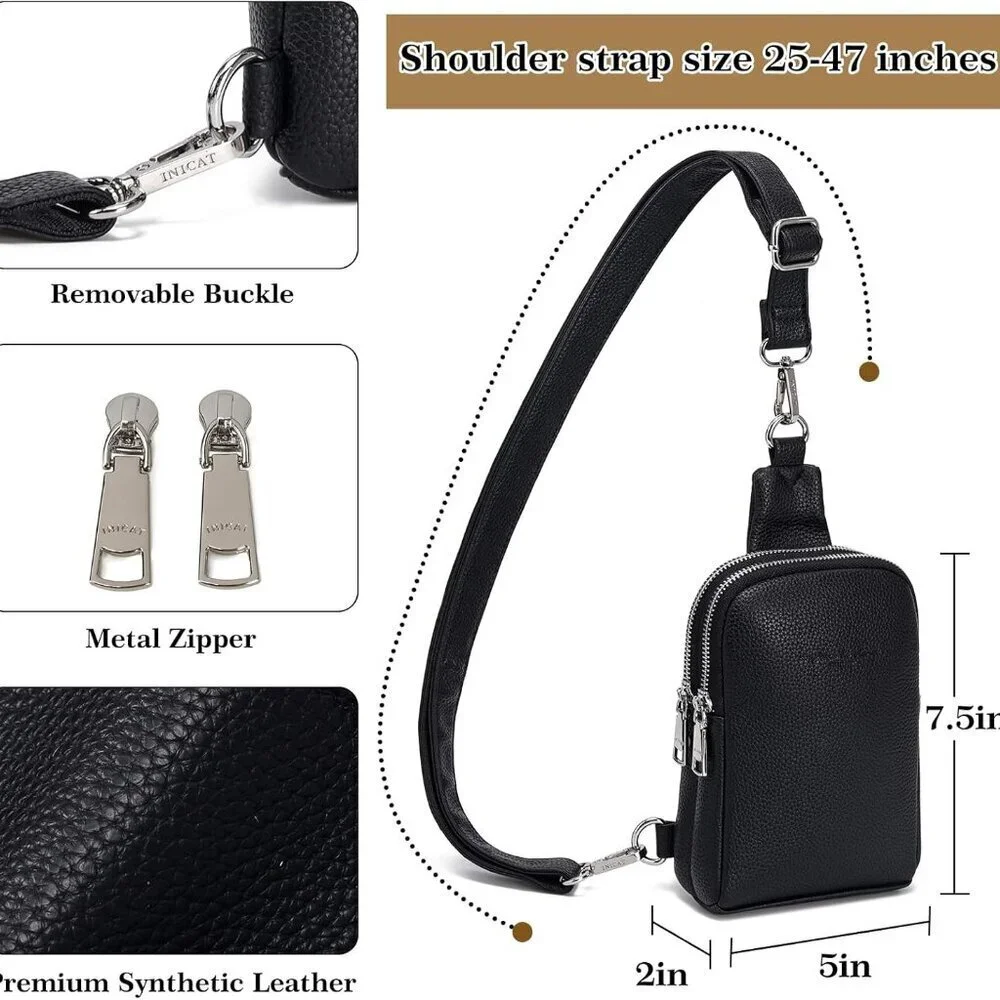 Small Crossbody Sling Bag for Women Vegan Leather with Card Slots